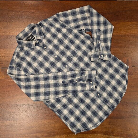 Bonobos Navy Flannel Stretch Casual Dinner Work Button Down L - Picture 1 of 4